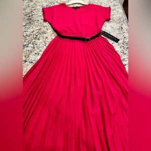 Elizabeth and Nicole New York pleated red midi dress